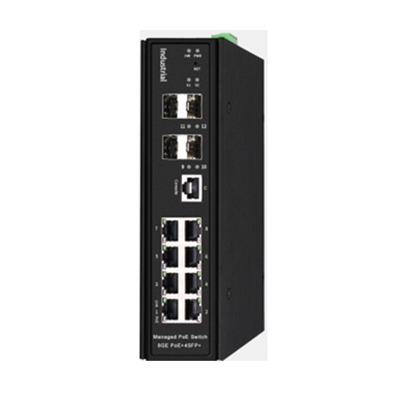 F6-5800-M8GTP4XS DIN-RAIL L3 Managed 4 10G SFP and 8 1000M PoE Industrial Switch