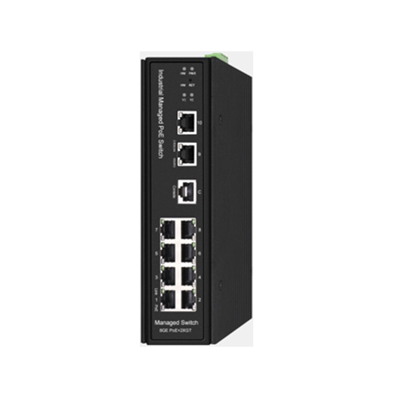 F6-5800-M8GTP2XT DIN-RAIL L3 Managed 2 10G-Base-Tx + 8 1000M PoE Tx Industrial Switch